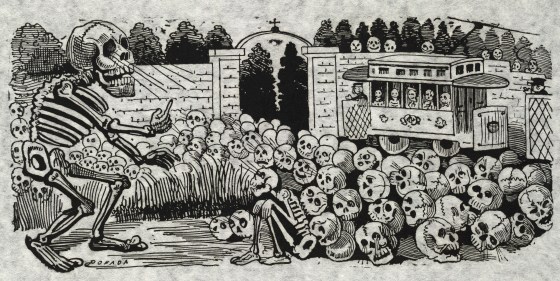Gran calavera eléctrica" (Grand electric skull) by José Guadalupe Posada, 1900-1913.